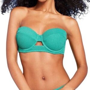 Shade & Shore Women’s Swim Pucker Textured Light Lift Bandeau Bikini Top 34DD